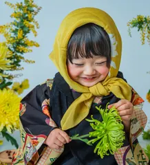 生花でスタイリングした七五三の女の子(Bouquet シーン)