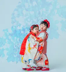 プロジェクション演出で撮るアートな七五三の子ども(Projection シーン)