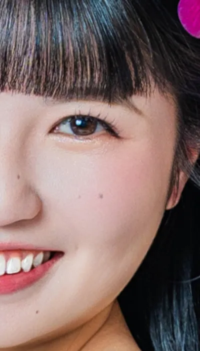 Beauty Retouch レタッチ後の花嫁の顔のアップ。肌の質感が整えられた仕上がり